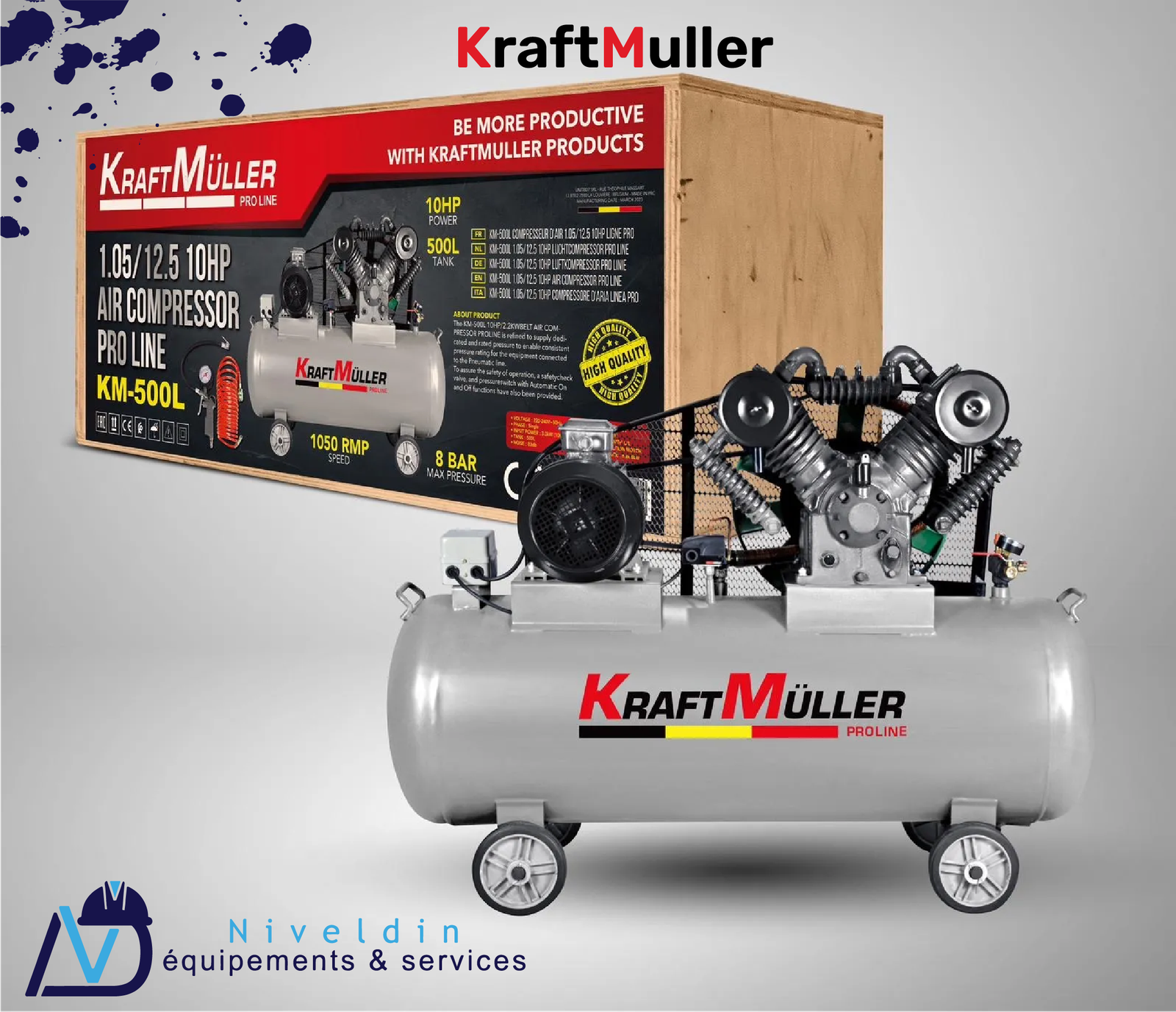 COMPRESSEUR D’AIR 1.05/12.5 10HP PRO LIGNE KM-500L — vue 2