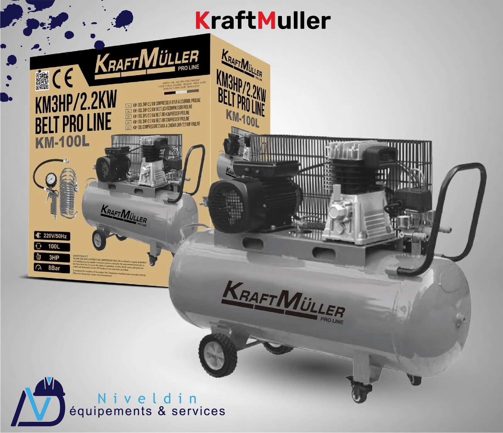 COMPRESSEUR D’AIR À COURROIE KM3HP/2,2KW PRO LINE KM-100L — vue 2
