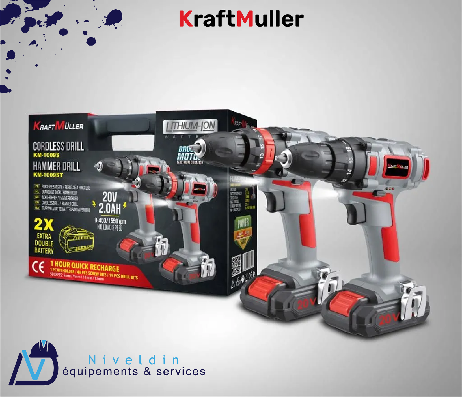 Ensemble perceuse et marteau perforateur sans fil KM-1009S/1009ST — vue 2