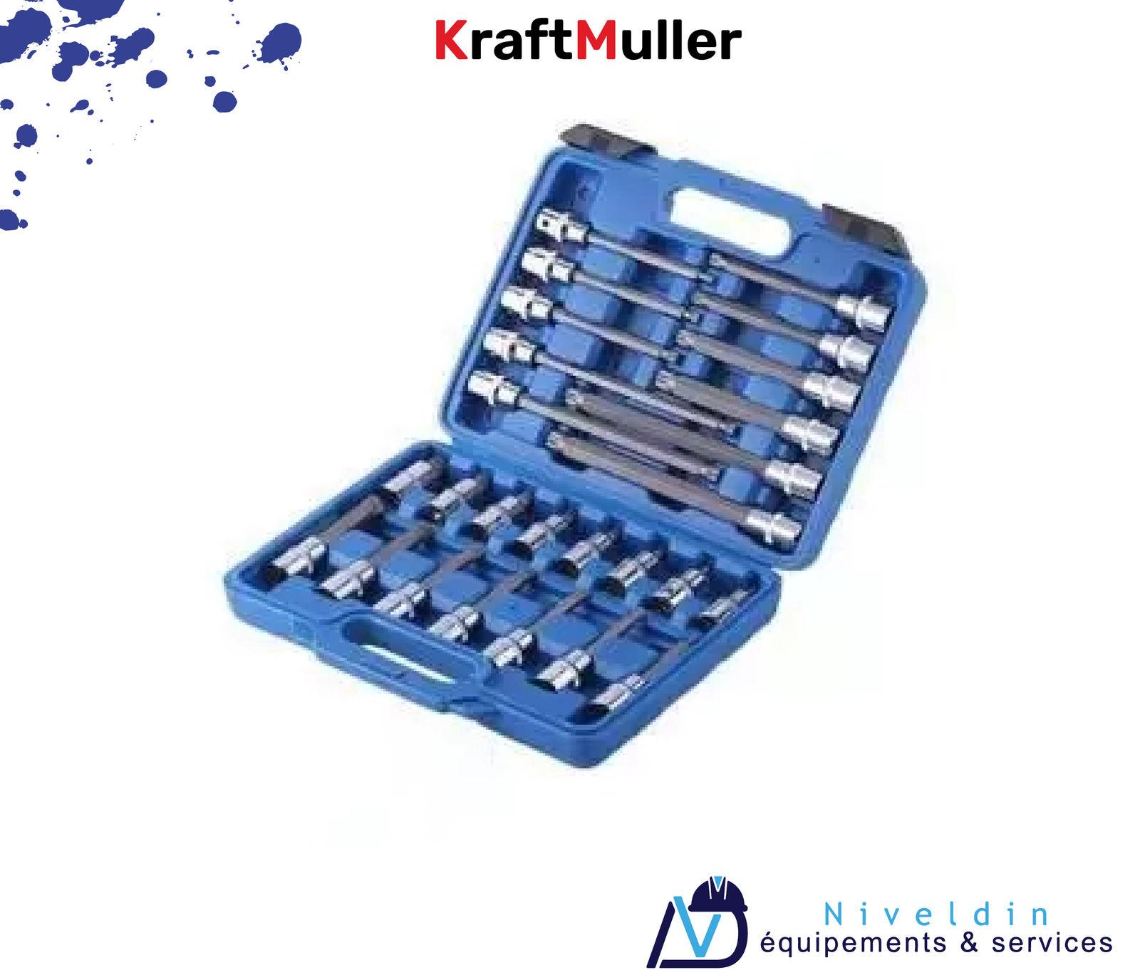 Jeu de douilles à embouts cannelés longs DR 1/2″ 26 pièces — vue 2