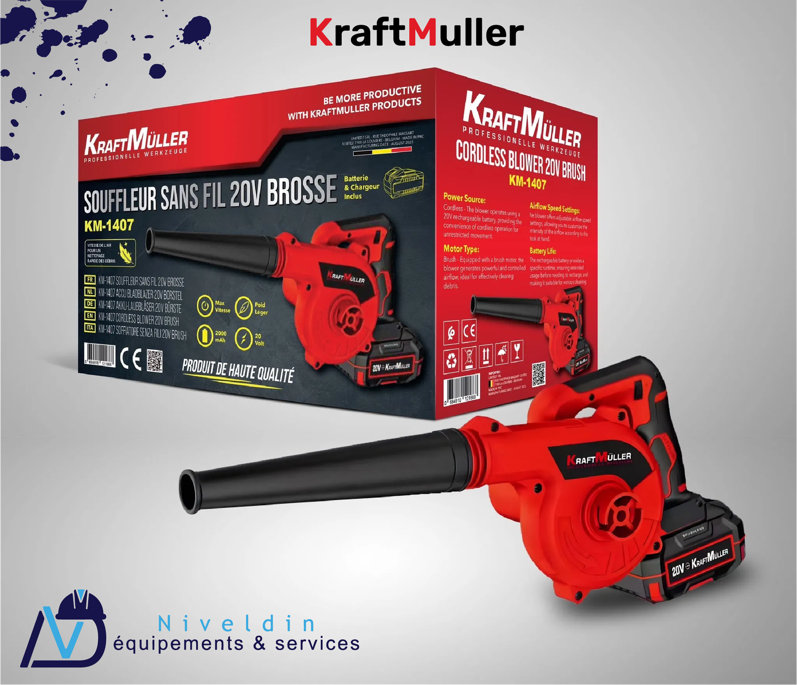 KM-1407 SOUFFLEUR SANS FIL 20V BROSSÉ — vue 2