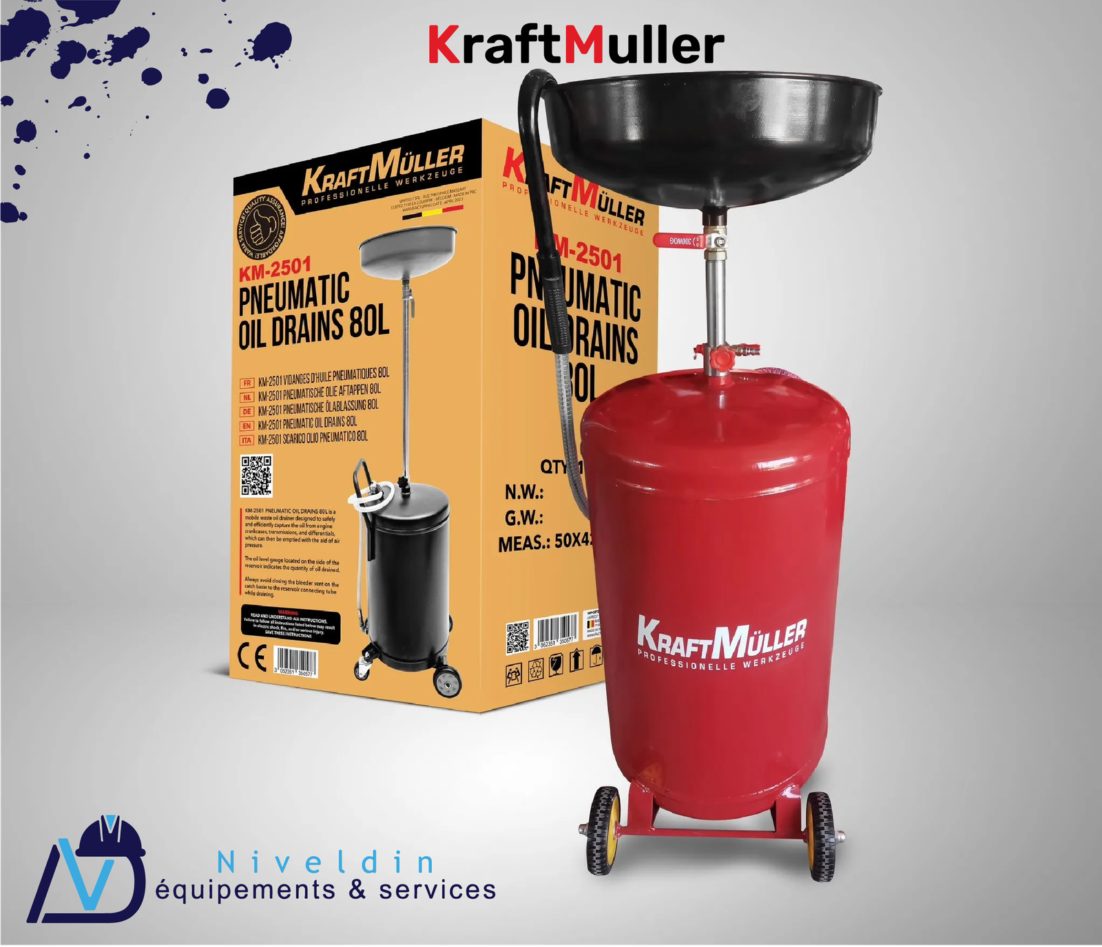 KM-2501 DRAINEUR D’HUILE PNEUMATIQUE 80L — vue 2