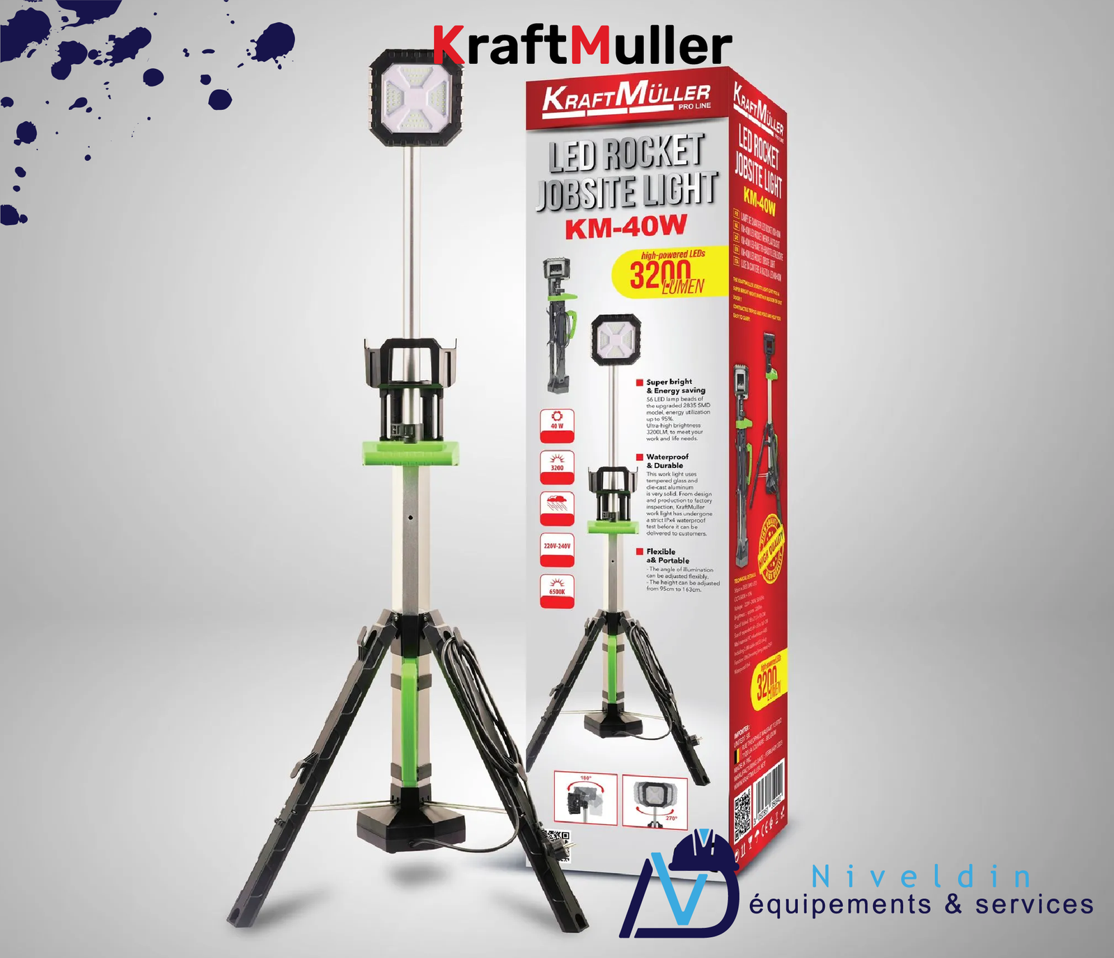 Lampe de chantier à LED 40 W pour fusée — vue 2