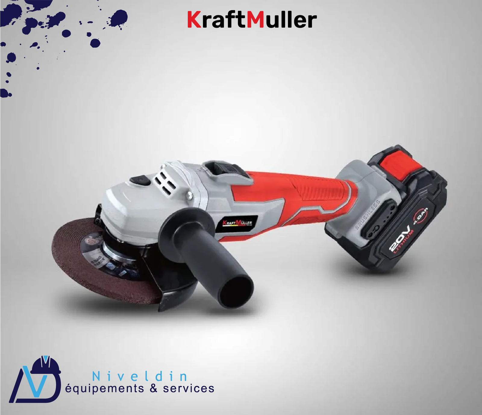 Meuleuse d’angle sans fil KM-7601 avec 2 batteries — vue 2